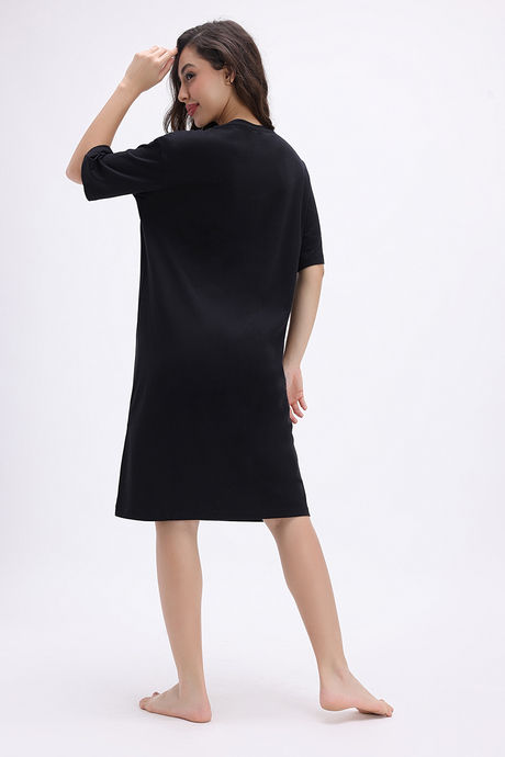 Zivame Mickey and Friends Knit Cotton Loungewear Dress - Black Beauty — image 4